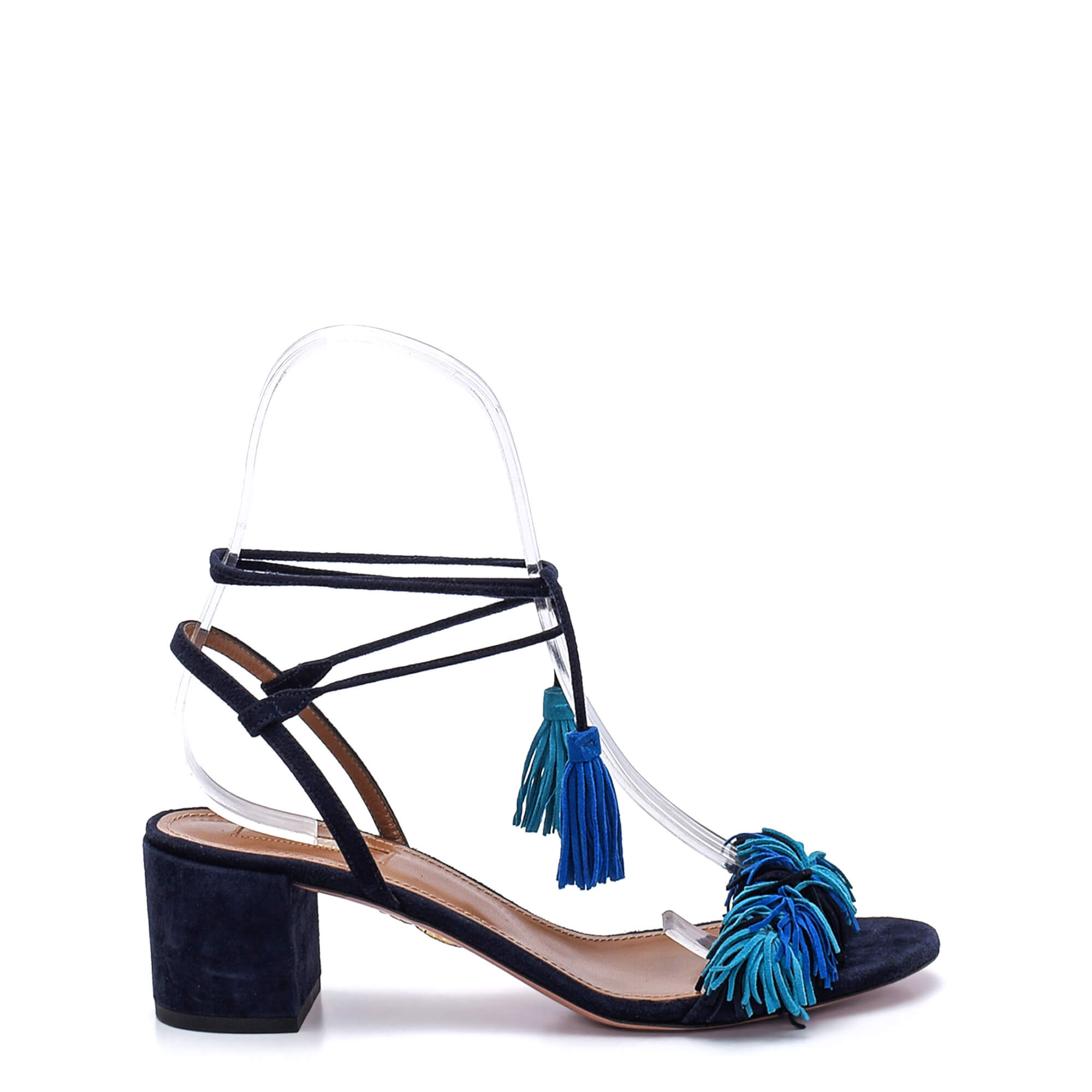 Aquazzura - Black&Blue Suede Fringee Pumps Sandals